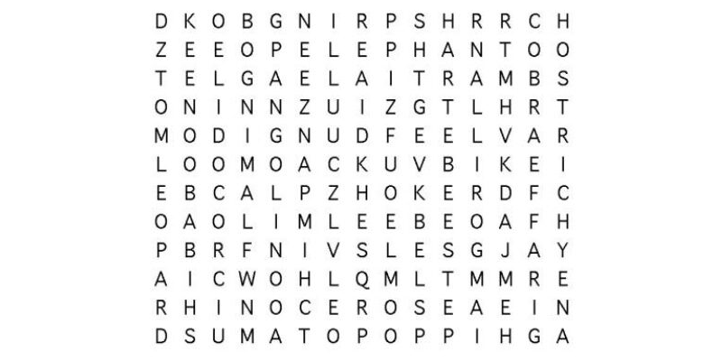 Animals of Africa wordsearch